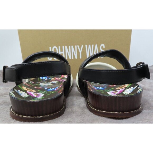 Johnny Was Double Band Leather Sandal Ombre Multicolor Floral Women Size 10 NEW - Picture 5 of 12
